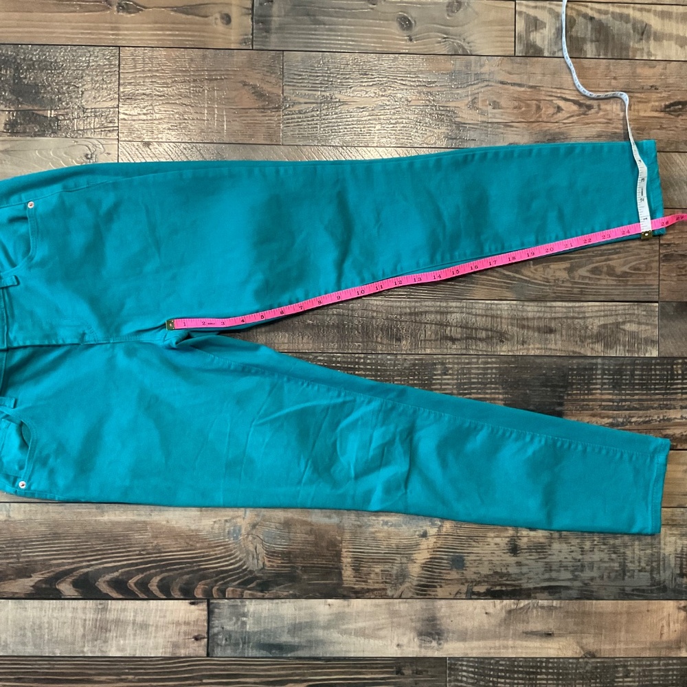 Old Navy RockStar Super Skinny Jeans Women's Teal Blue Green Mid Rise Denim - Picture 3 of 8